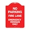 Signmission Fire Lane Emergency Vehicles Only, Red & White Aluminum Architectural Sign, 18" x 24", RW-1824-23985 A-DES-RW-1824-23985 - alternate 1